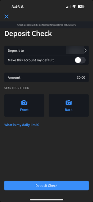 Scan the front and back of the check to deposit on the iPhone